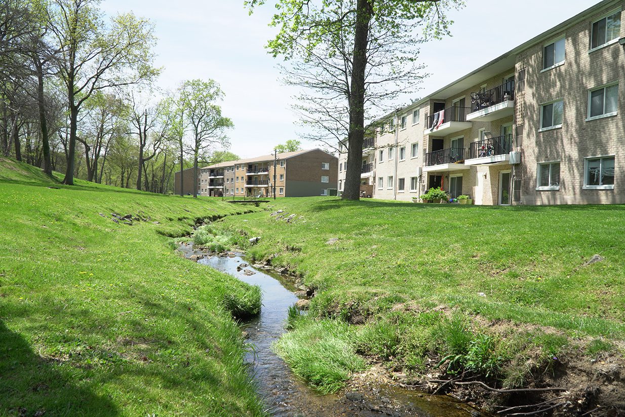 Small Water Stream Around the Apartments